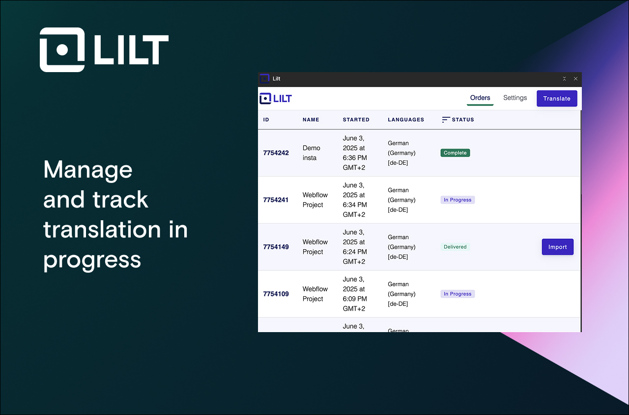 Manage and track translation in progress