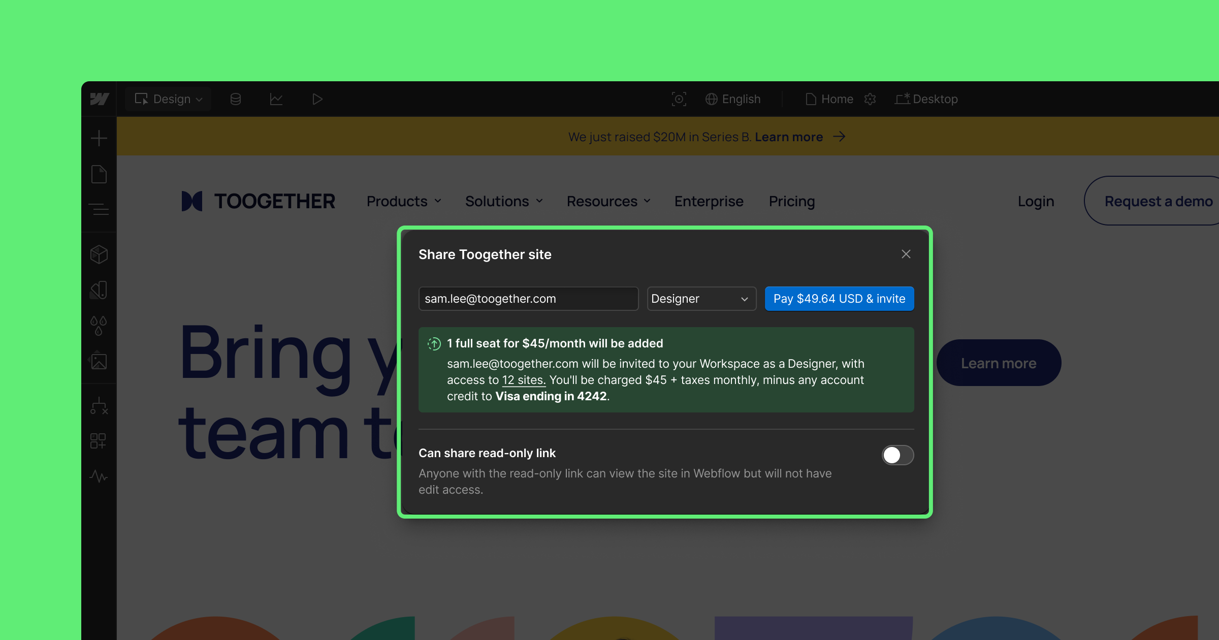 Purchase seats directly from the canvas