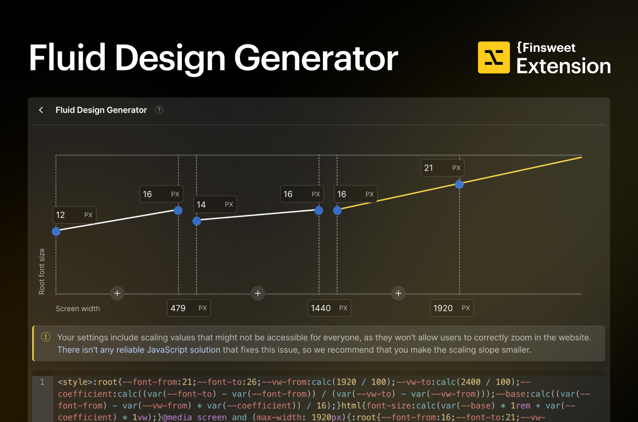 Fluid design generator for Webflow